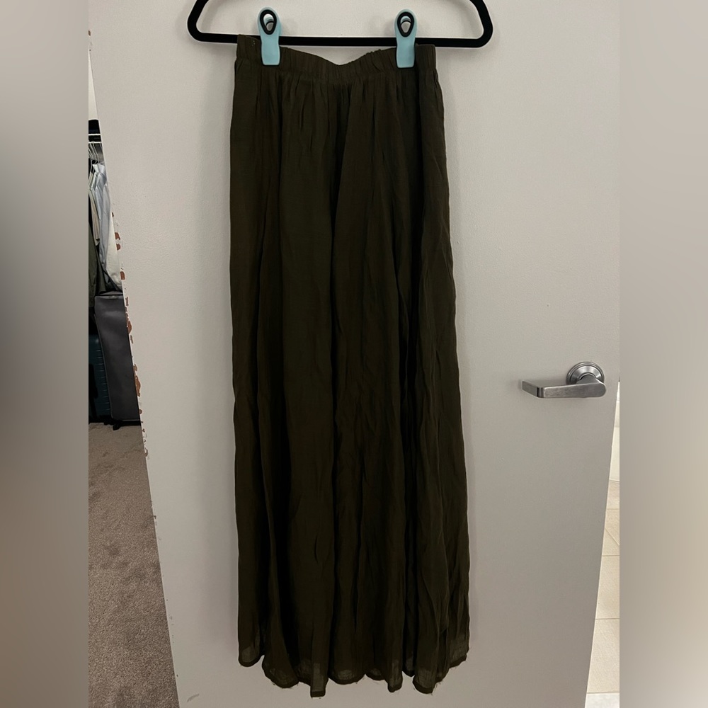 Army green maxi skirt